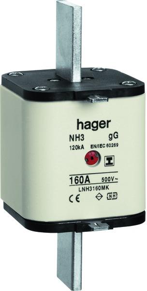 Hager HAG LNH3160MK Fuse NH3C 160A 500V gG S-free MKen (NH-DIN fuse, 160 A)