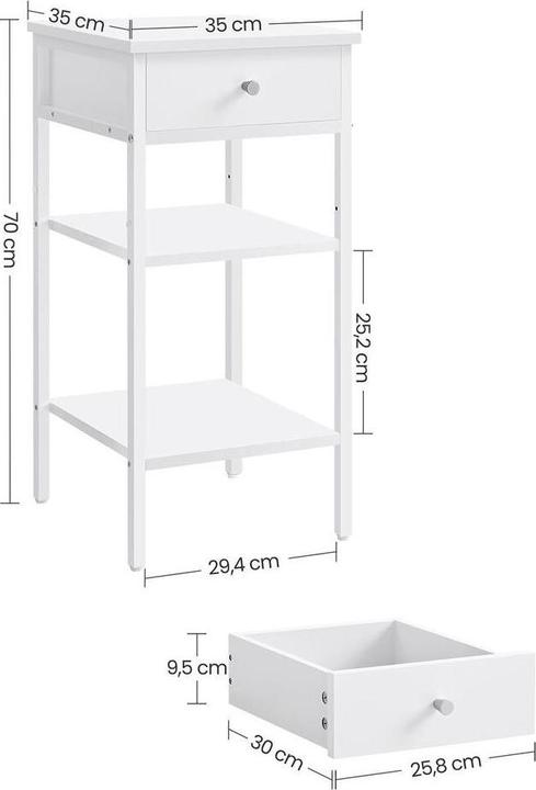 Actual product image Vasagle Bedside table (35 x 70 x 35 cm)