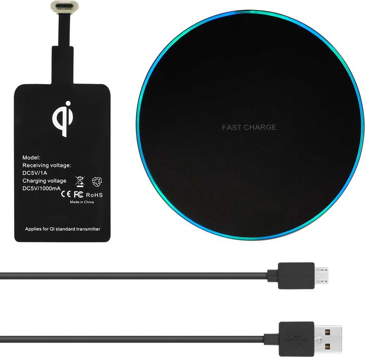 Actual product image Avizar QI charger + USB-C QI charging receiver (5 W)