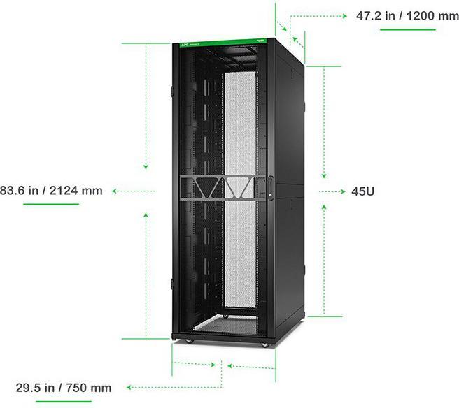 Produktbild APC NetShelter SX Server Rack Gen 2 45U 2124H x 750W x 1200D mm w/ Sides Black (45 HE, 19 Zoll Rack)