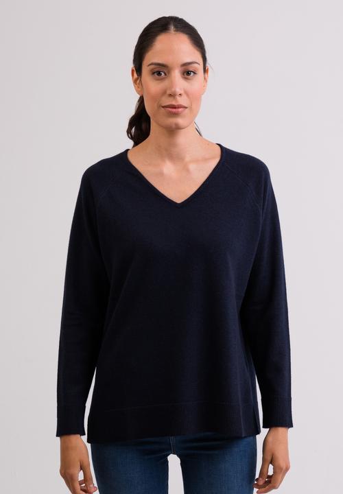 Produktbild Cash-Mere Kaschmir V-Ausschnitt Pullover mit Seitenschlitzen (XS, XXL)