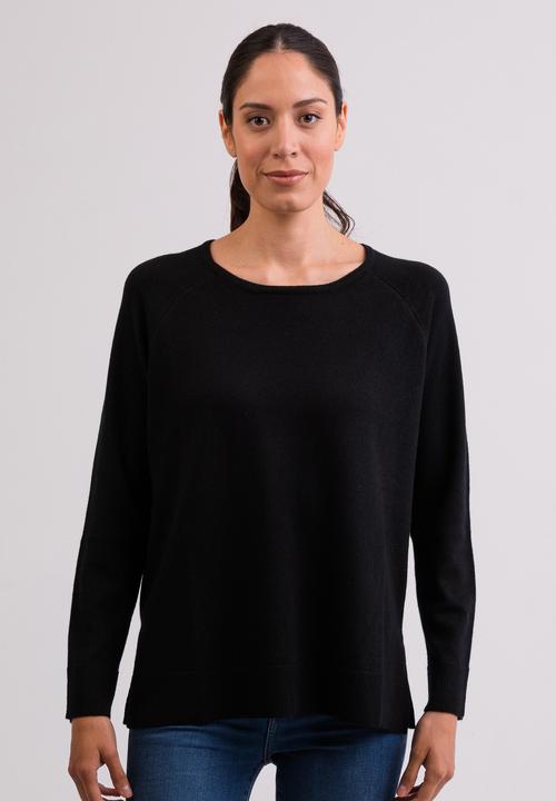 Cash-Mere Kaschmir Rundhals Pullover mit Seitenschlitzen