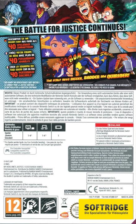 Actual product image Bandai Namco My Hero One's Justice 2 (Switch Lite, Switch OLED, Switch, Multilingual)