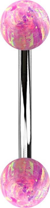 Produktbild Star Piercing Banane silber mit zwei Kugeln Opal pink (Chirurgenstahl 316L)
