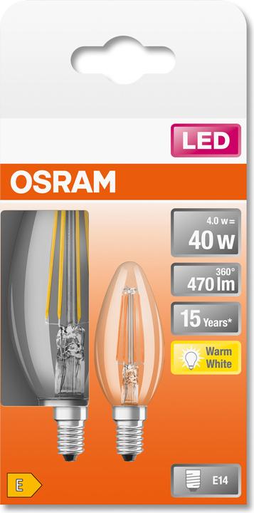 Produktbild Osram Led Retrofit Classic B (E14, 4 W, 470 lm, 2 x, E)
