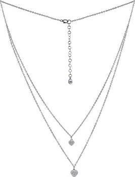 Silvego Double Silver Heart Pendant Necklace with Brilliance Zirconia MSS165N