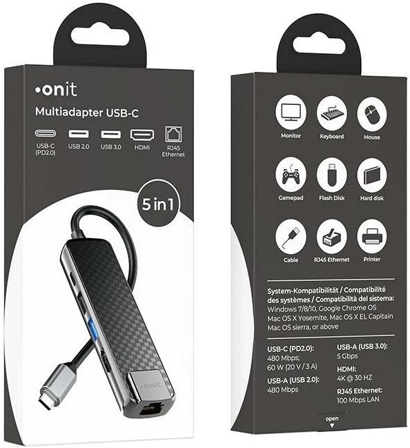 Produktbild Onit Multiadapter (USB-C, 5 Ports)