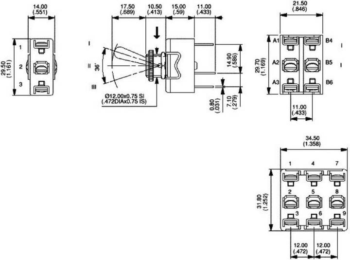 Produktbild APEM 637NH/2 Kippschalter 250 V/AC 10 A 1 x (Ein)/Aus/(Ein) tastend/0/tastend 1