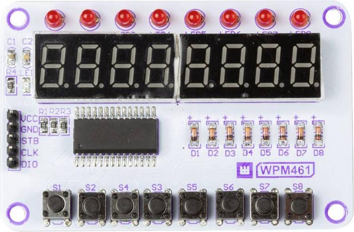 Produktbild Whadda Knopf- und Anzeigemodul mit TM1638-Chip