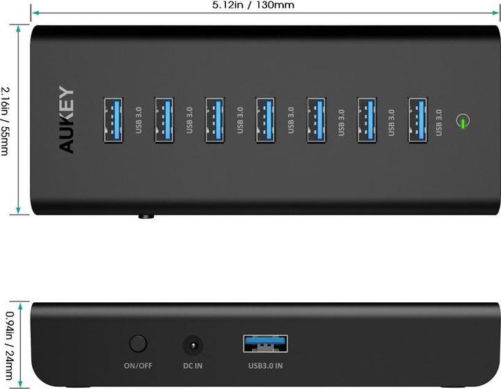 Immagine prodotto Aukey Hub di interfaccia CB-H3 nero (USB-A, 7 Porti)