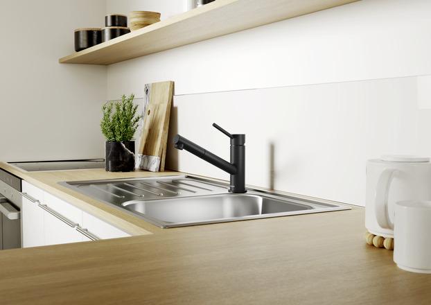 Produktbild Blanco KANO-S schwarz matt | Niederdruck | Mit herausziehbarem Schlauch | Rückflussverhinderer | Ker