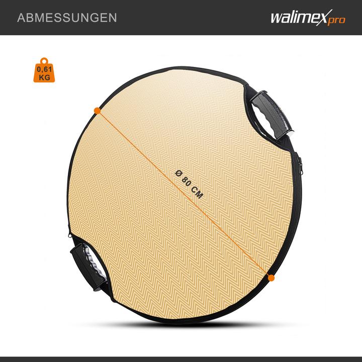 Actual product image Walimex pro Pro 5 in 1 Faltreflektor wavy comfort (Folding reflector, 80 cm)