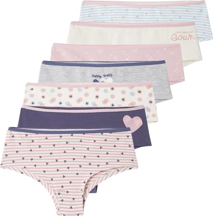 Vertbaudet 7er-Pack Mädchen Shortys, Herzen Oeko-Tex