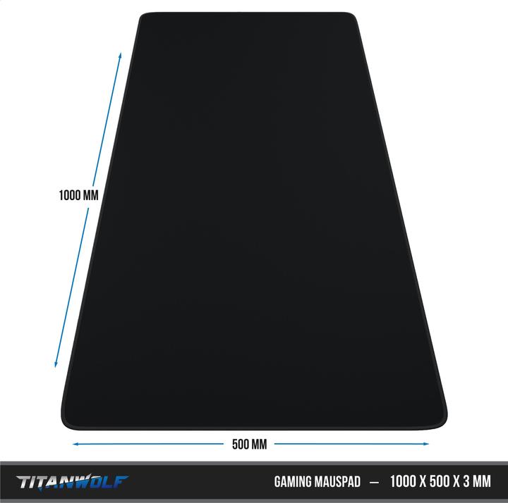 Produktbild Titanwolf Gaming Mauspad, 1000 x 500mm XXL Mausmatte, verbessert Präzision & Geschwindigkeit, schwarz (XXL)