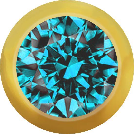 Image du produit Star Piercing Micro boule dorée avec cristal aqua (sans laiton, Acier chirurgical 316L)