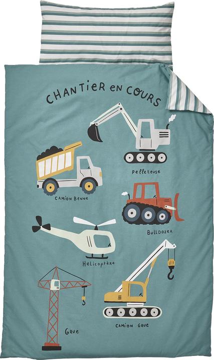 Image du produit Vertbaudet Kinder Schlafsack MINILI BAUSTELLENFAHRZEUGE, personalisierbar Oeko-Tex (143 cm)