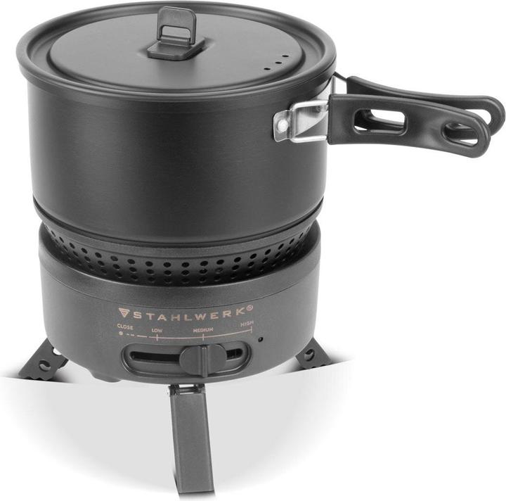 Image du produit Stahlwerk Réchaud de camping 2 en 1 Réchaud électrique Réchaud à gaz Outdoor Camping Koch Set