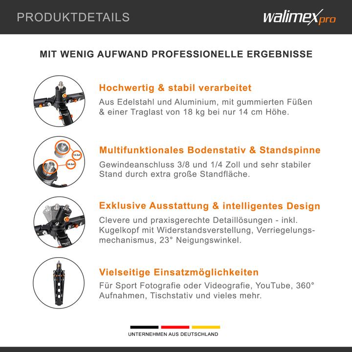 Image du produit Walimex pro pro Ground Rocker GR230 Trépied de sol et barre de support (Métal, Matières plastiques)
