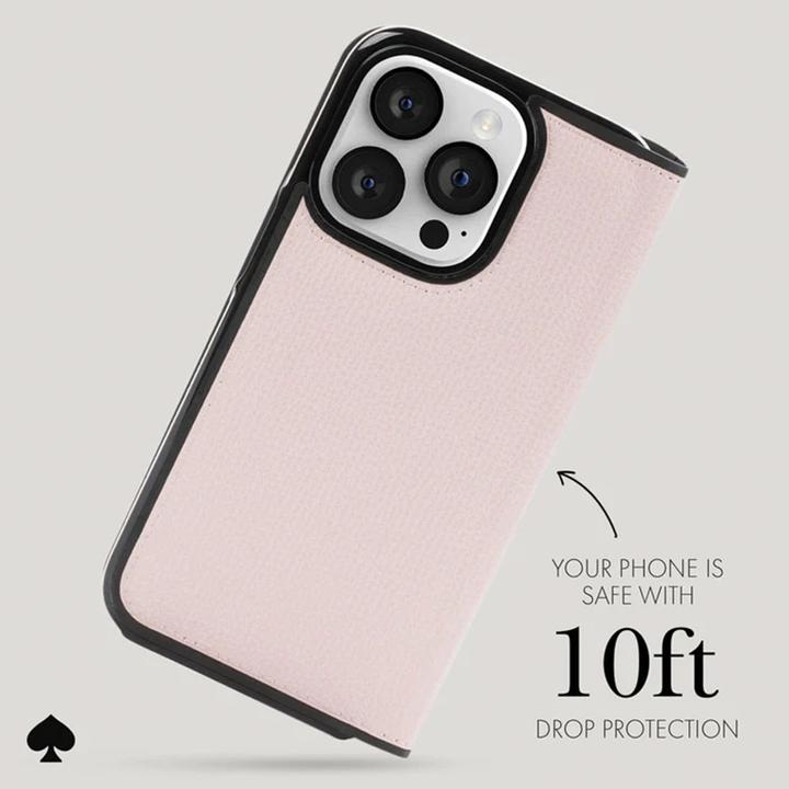 Actual product image Kate Spade Wrap Folio Case - Skórzane etui z klapką iPhone 15 Pro Max (Pale Vellum) (Apple iPhone 15 Pro Max)