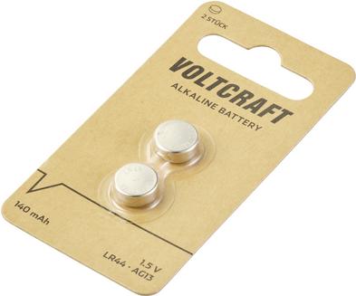 Actual product image Voltcraft AG13 button cell LR 44 alkaline manganese 140 mAh 1.5 V 2 pcs. (2 pcs., LR44, 140 mAh)