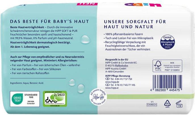 Nutritional values and ingredients Hipp Soft & Pure (144 Piece)