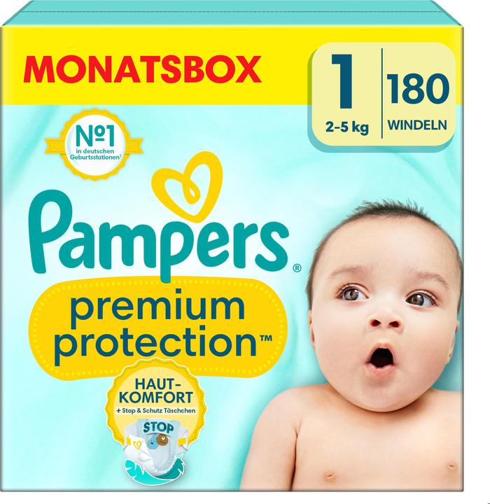 Pampers Premium Protection (Gr. 1, Monatsbox, 180 Stück)