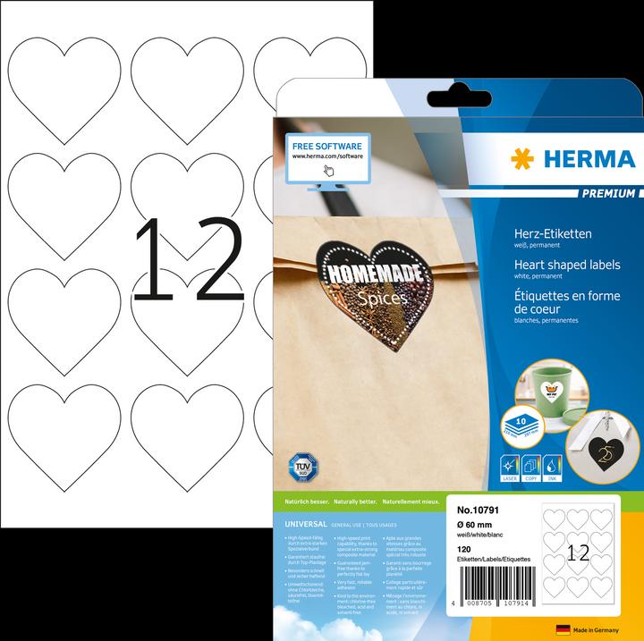 Actual product image HERMA Heart labels A4