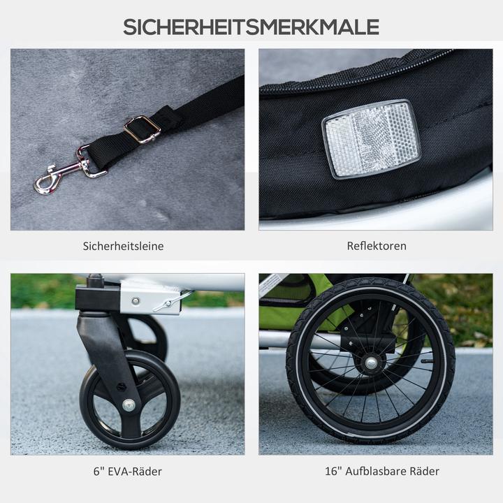 Image du produit PawHut Hundeanhänger Oxfordstoff, Aluminium Grün