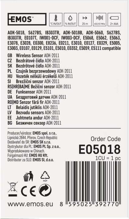 Actual product image Emos Bezdr??tov????idlo k meteostanici AOK-5018B