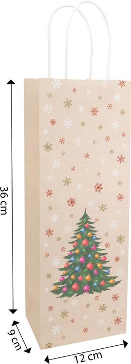 Immagine prodotto Idena Borsa per bottiglie Abete di Natale multicolore 12x9x36cm (Borsa da regalo)