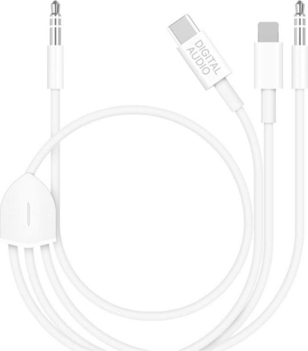 Deltalabs Lightning / 3.5mm AUX / USB C auf 3.5mm AUX Musik Adapter Kabel Konverter - 120cm (3.5mm Klinke, Lightning, USB Typ C, 3.5mm Klinke)