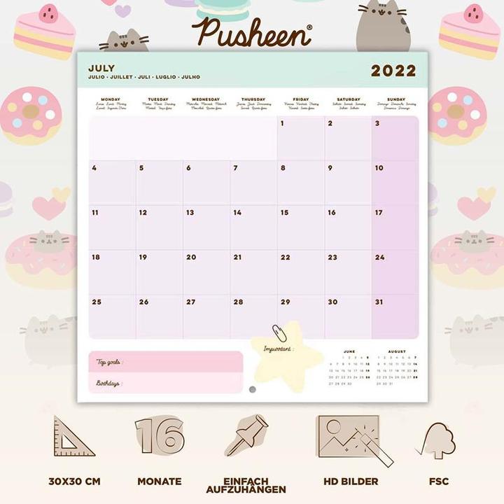 Produktbild Pusheen Wandkalender 2022 aus der Foodie-Kollektion 30 x 30 cm (30 x 30 cm, Deutsch)