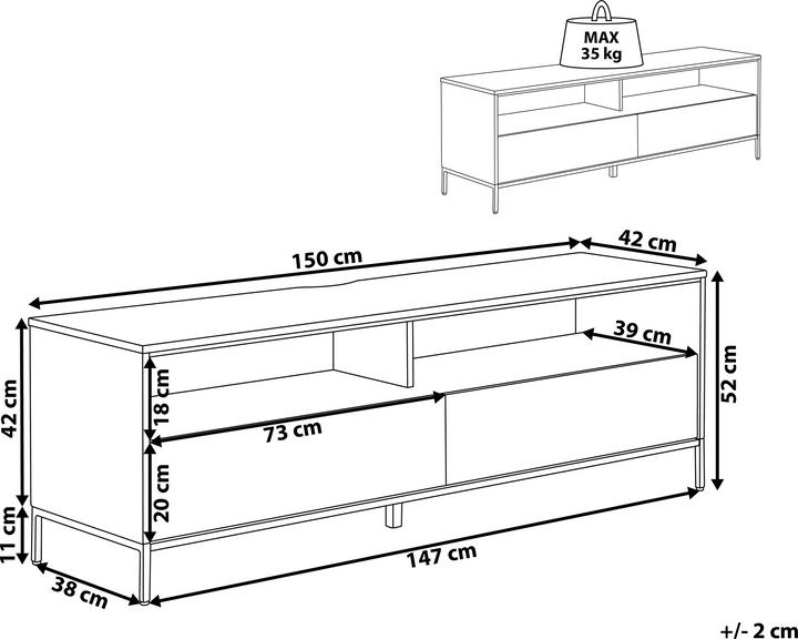 Immagine prodotto Beliani Sydney (150 x 42 x 52 cm)