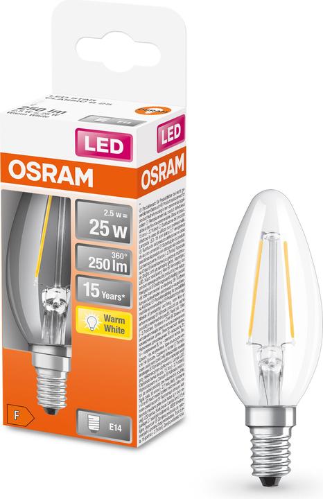 Produktbild Osram Led Retrofit Classic B (E14, 2.50 W, 250 lm, 1 x, F)