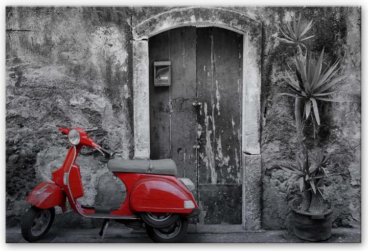 Immagine prodotto Trenddeko Scooter rosso in bianco e nero (60 x 40 cm)