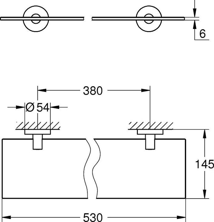 Produktbild Grohe Start QuickFix Glasablage, Länge 530mm (Bohrabstand 380mm), kleben oder bohren, mattschwarz