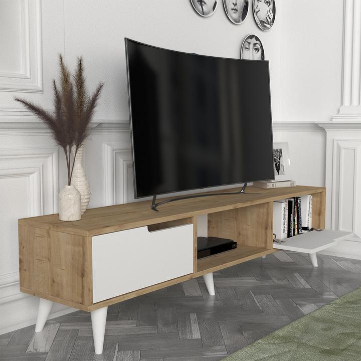 Produktbild En.Casa Fernsehschrank Kullila 160x35x40 cm Eicheoptik/Weiss (160 x 35 x 40 cm)