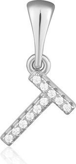 JVD Silver pendant with zircons letter "T" SVLP0948XH2BI0T