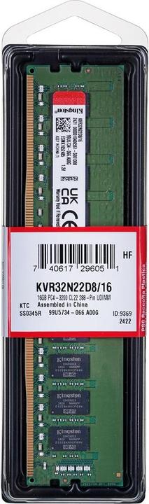 Actual product image Kingston Memory DDR4 16GB 3200MHz Non-ECC (1 x 16GB, 3200 MHz, DDR4-RAM, DIMM)