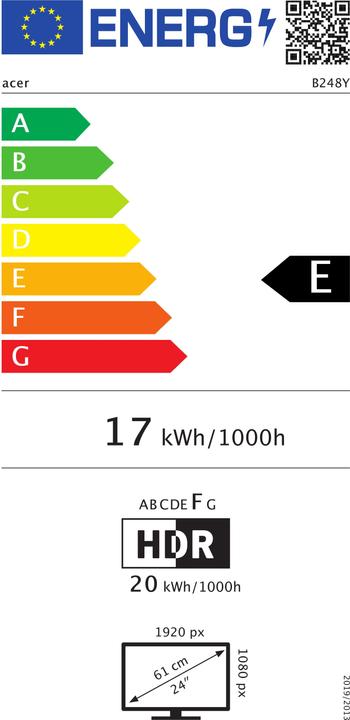 Energy Label Acer B248Y bemiqprcuzx (1920 x 1080 pixels, 24")