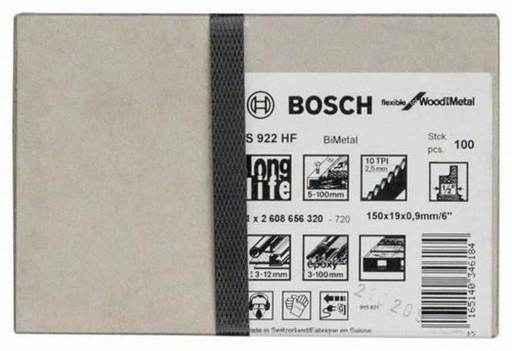 Immagine prodotto Bosch Professional Zubehör Lama per sega S 922 HF, flessibile per legno e metallo, confezione da 100 pezzi, 150 mm