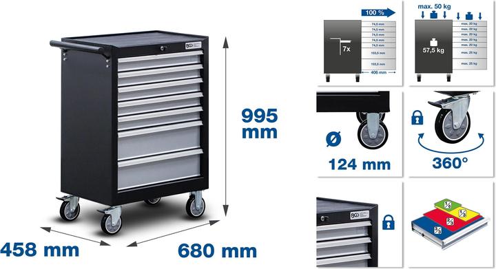 Actual product image BGS Workshop Trolley 7 Drawers with 354 Tools (7 x)
