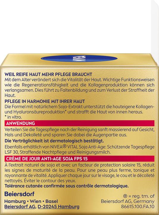 Actual product image NIVEA Vital Soy Anti-Age Day Cream SPF15 Pot 50 ml (50 ml, 24h cream, SPF 15)