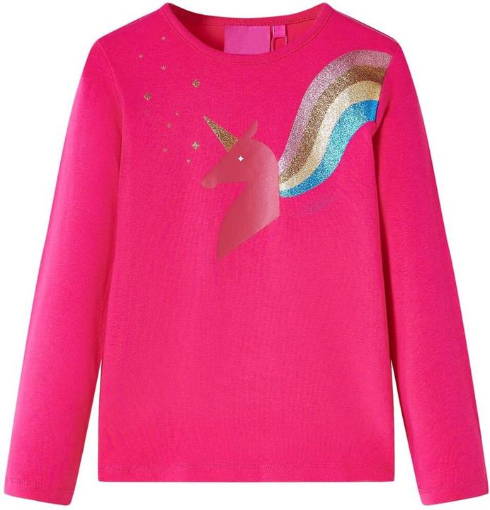 VidaXL Kinder-Langarmshirt Knallrosa 128,Material: 95 % Baumwolle (128)
