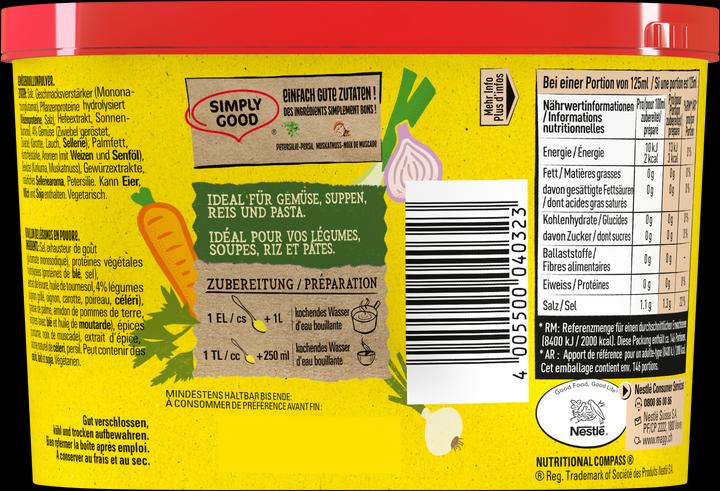 Valeurs nutritives et ingrédients Maggi Bouillon de légumes Poudre