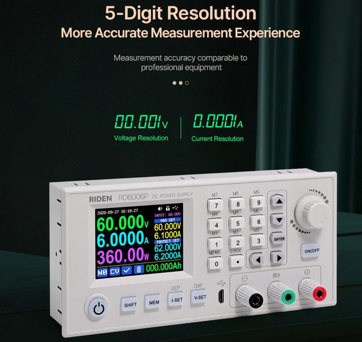 Actual product image RD Tech RD6006P-W programmable laboratory power supply DC-DC converter 60V 6A 360W