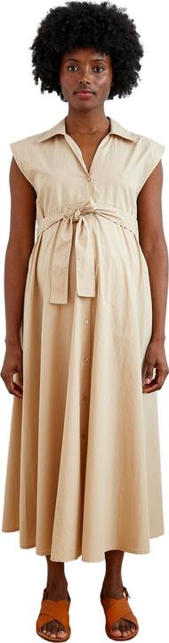 Vertbaudet Langes Baumwollkleid mit Bindegürtel für Schwangerschaft und Stillzeit
