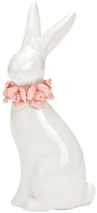 G. Wurm Hase mit Blumenkranz aus Keramik weiss (B/H/T) 4x16x6cm (1 x)