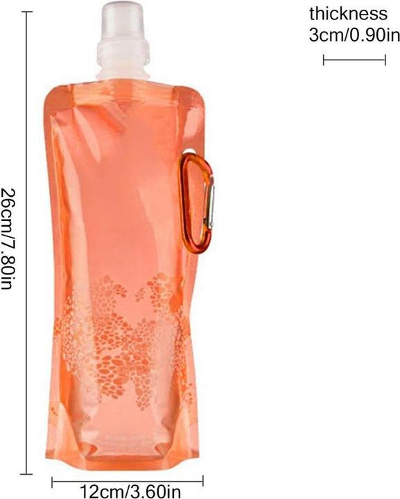 Actual product image König Design Water Bottle Foldable Drinking Bottle with Carabiner Reusable Drinking Bag (0.50 l)