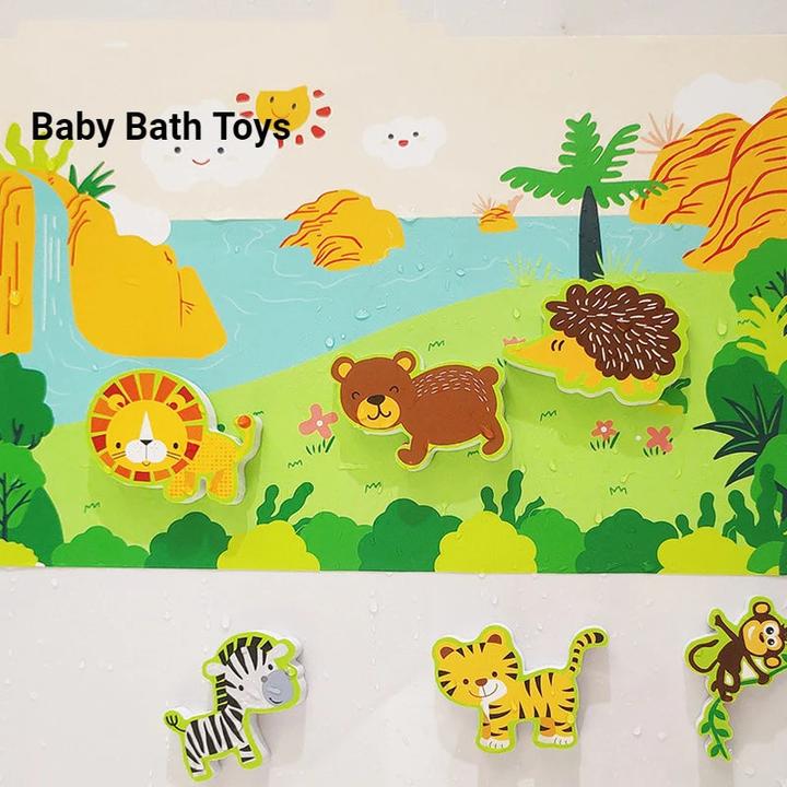 Actual product image Activity Board Soft EVA paste early educational DIY puzzle toy animal stickers bath floating bathtub